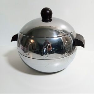 Vintage West Bend Stainless Steel Penguin Hot & Cold Server Chrome Ice Bucket